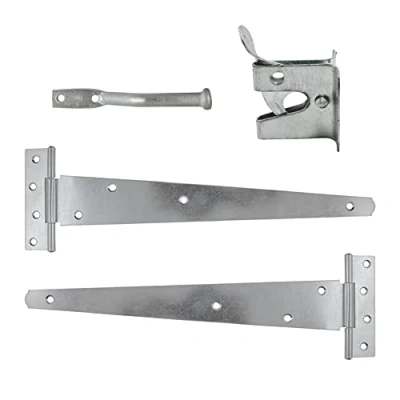 Image of TIMCO Pedestrian Gate Kit Medium Tee Hinges &amp; Automatic Latch Hot Dipped Galvanised 14&quot;
