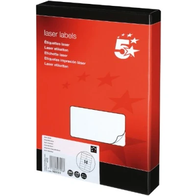 Image of 5 Star Addressing Labels Laser 14 per Sheet 99.1x38.1mm White [3500 Labels]