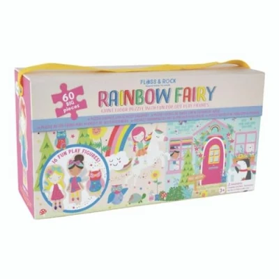 Image of Floss &amp; Rock 60 Piece Giant Floor Puzzle With Pop Out Figures Rainbow Fairy 43P6368