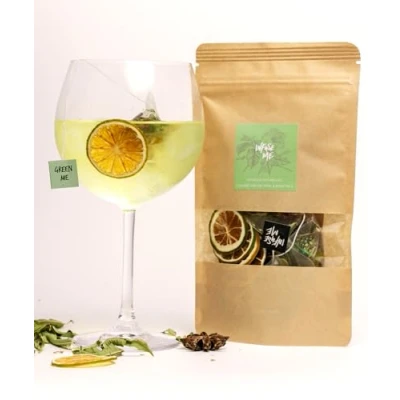 Image of INFUSE ME Gin, Cocktail and Mocktail Infusion Bags with Garnish Make Your Own Delicious Flavoured Cocktails 6 sachets for Gin Drinks the finest Botanicals Spices (GREEN ME)