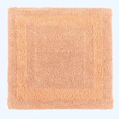 Image of HOMESCAPES Shower Mat, Luxury 1600gsm Bath Mat Extra Soft 100% Cotton, Reversible Bathroom Mats Non Slip, Washable, Super Absorbent, Quick Dry, Peach Rug, 50x50 cm Square, Small