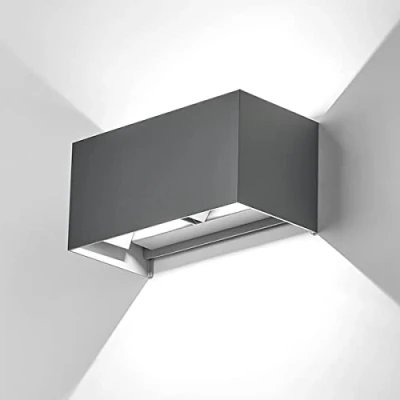 Image of Dr.lazy Led Wall Light Aluminum 20W Indoor Lamp 120 Adjustable Up Down Outdoor IP65 Waterproof Sconce Lighting Fixtures for Bedroom Hallway stairwells (Grey/Cold White)
