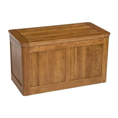 Image of Hallowood London Solid Oak Large Blanket Box, Wooden Box with Thick Top, Toy Storage Trunk Chest for Living Room, Ottoman Ottoman, Lid Bedroom