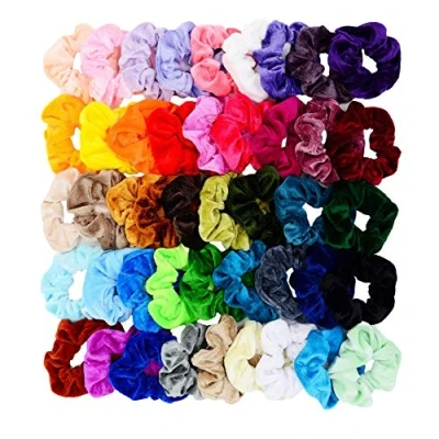 Image of Chloven 45 Pcs Hair Scrunchies Velvet Elastics Bobbles Bands Scrunchy Ties Ropes Scrunchie for Women Girls Accessories Assorted Colors