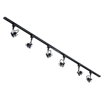 Image of LITECRAFT Kitchen Track Light with Greenwich Fixture &amp; GU10 LED Bulbs (Black, 2M 6 Light)