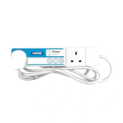 Image of STATUS Multi Plug Extension 4 Socket Cable 1m Lead S4W1MS12 White