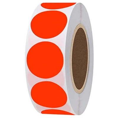 Image of Hylabelest Fluorescent Red Round Stickers 1 Inch Color Coding Dots Labels Total 1000 Per Roll (Fluorescent Red, 1&quot;)