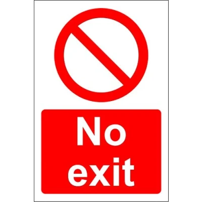 Image of No Exit safety sign Self adhesive sticker 200mm x 150mm