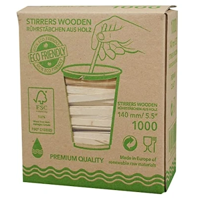 Image of Wooden Coffee Stirrers 1000 pcs 5.5 inches (140mm)