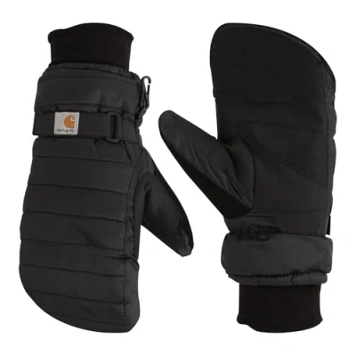 Image of Carhartt Women&#039;s Quilts Insulated Mitt With Waterproofing Wicking Insert Cold Weather Gloves, Black, L UK