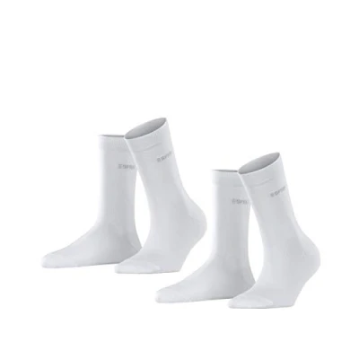 Image of ESPRIT Women&#039;s Uni 2 Pack W SO Cotton Plain Pairs Socks, White (White 2000), 5.5 8