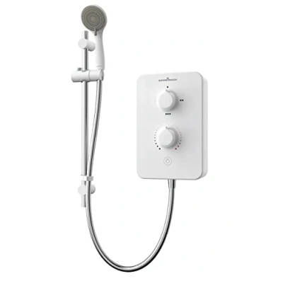 Image of Gainsborough Slim Duo 8.5kW Electric Shower White 3 Spray Mode Head Adjustable Handset with Hose Rub Clean Nozzles Bathroom IPX4