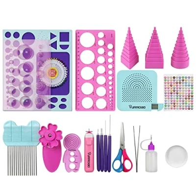 Image of YURROAD 19pcs Beginners Paper Quilling Tools Kit Electric Slotted Pen Template Board Curling Coach Crimper Comb Filigrana Set