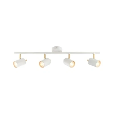 Image of Gull 4 Light Spotlight Matt White Paint, Satin Brushed Gold, GU10