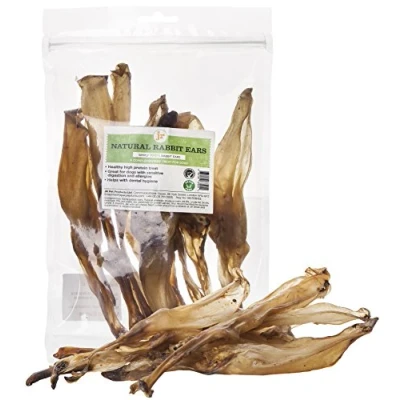 Image of JR Pet Products 100g Rabbit Ears Natural Hypoallergenic Dog Treat Chew Low Fat &amp; Odour (Approximately 10 Ears)