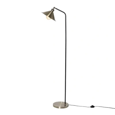 Image of LITECRAFT Danica Floor Lamp Adjustable Base with Diner Shade Antique Brass