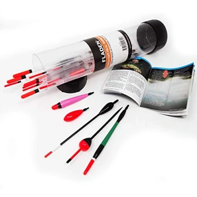 Image of FLADEN fishing 25 Piece Assorted LAKE and RIVER Coarse Floats Collection in a Float Tube Come with handy guide [21 01]