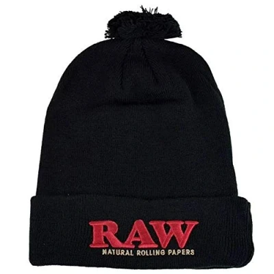 Image of RAW Rolling Papers Pom Knitted Hat Black One Size