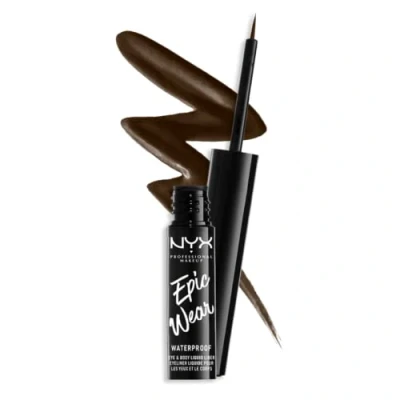 Image of NYX Professional Makeup Epic Wear Semi Permanent Liquid Liner, Longwearing, Waterproof, Eye Liner and Body Art, Matte Finish, Colour: Brown