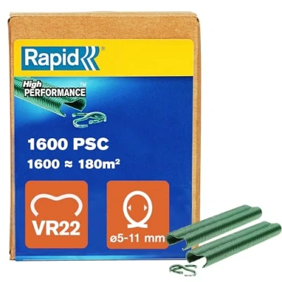 Image of Rapid VR22 Galvanized Fence Hogrings with Green PET Coating, Suitable for 5 11 mm Netting Wire, Ideal Securing Cages and Fencing, 1600 Pieces, Boxed (40108811)