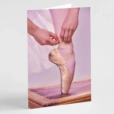 Image of Beebooh cards ballerina putting on ballet shoe birthday card