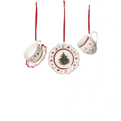 Image of Villeroy &amp; Boch Toy&#039;s Delight Decoration Ornaments Crockery Set, White/Red, 3 Pieces, 6.3 cm