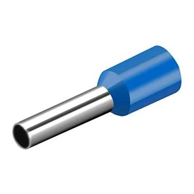 Image of Heschen Cord End Terminal, E2510, AWG14 / 2.5mm², Wire Copper Crimp Connector, Vinyl Insulated, Blue, Pack of 1000