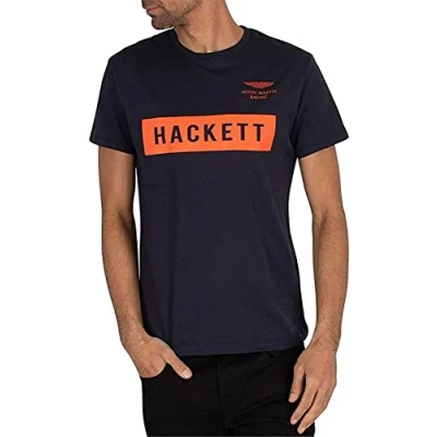 Image of Hackett London Men&#039;s AMR T Shirt Blue Colour33 Black M