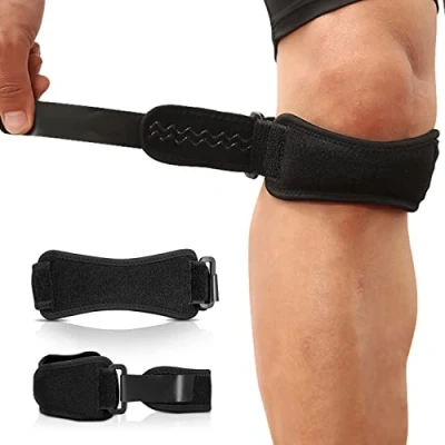 Image of Patella Tendon Knee Strap, AGPTEK 2 Pack Support Brace Anti slip with Silicone Pad for Running, Hiking, Football, Volleyball, Tennis, Tendonitis, Joint Pain etc, Black