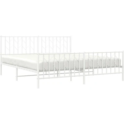Image of vidaXL Metal Bed Frame without Mattress with Footboard White 183x213cm
