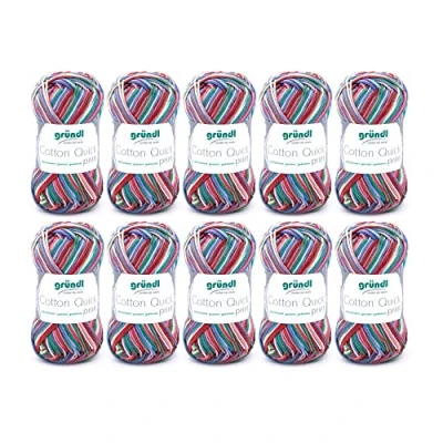 Image of Gründl 861 188 Cotton Quick Print Wool, Red / Blue Yellow Multicolour, 35 x 24 7 cm Pack of 10