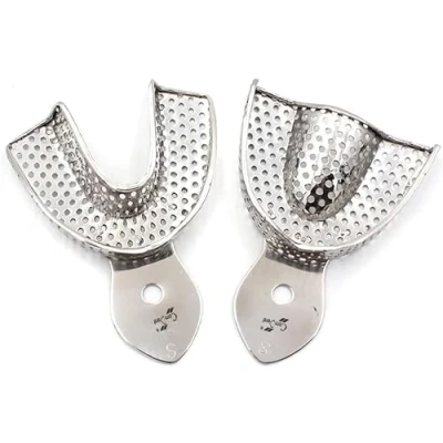 Image of Dental Impression Trays Stainless Steel Perforated Teeth Whitening Mouth Upper and Lower Set of 2 (S Lower)