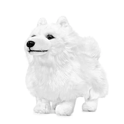 Image of lilizzhoumax Simulation Samoyed Dog Plush Toy 32cm/12, Realistic Stuffed Animal Wild Puppy Animals, Cute Soft Home Decoration Toys, Gift for Kids