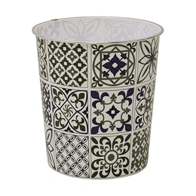 Image of JVL Mosaic Navy Waste Paper Bin, 27cm x 25cm approx, Polypropylene, Small