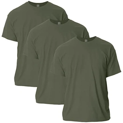 Image of Gildan Men&#039;s Ultra Cotton T Shirt, Style G2000, Multipack, Military Green (3 Pack), L (Pack of 3)