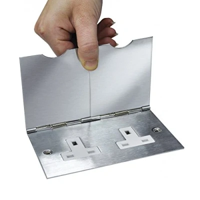 Image of Pro Elec 13 A Double Floor Socket 2 Gang Stainless Steel Surge Protector White, 11225pl