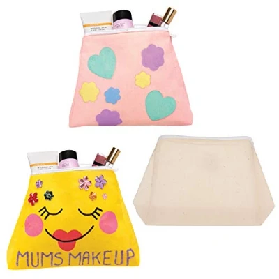 Image of Baker Ross AT411 Fabric Toiletry Bags Pack of 3, Canvas Carrier For Kids to personalize and Paint Your Own in Children&#039;s Arts Crafts