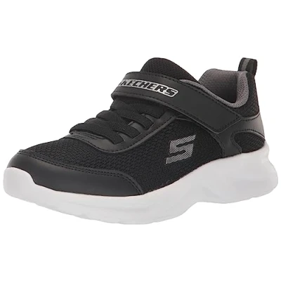 Image of Skechers Unisex Kids Boys Trainers, Black Textile Synthetic Charcoal Trim, 11.5 UK