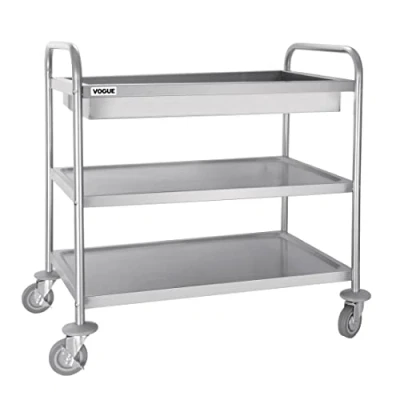 Image of Vogue Deep Tray Clearing Trolley 940X855X535mm Stainless Steel Catering Cart