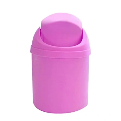 Image of Small Waste Bin with Lid,Bathroom Wastebasket Desktop Home Garbage Basket Table Trash Can Swing for Supplies