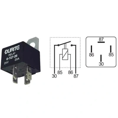 Image of Durite Relay Mini Make/Break Sealed 30 amp 12 volt + Resistor Cd1 0 727 15