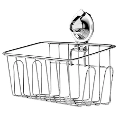 Image of KADAX Stainless Steel Suction Cup Shower Caddy Bathroom Bath Sponge Shampoo Gel Shelf Wall Mounted No Drilling