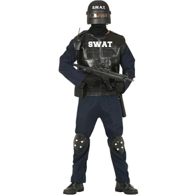 Image of FIESTAS GUIRCA SWAT Police Fancy Dress Costume Adult Man Size Large 52 54