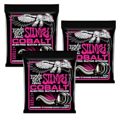 Image of 3 PACK Ernie Ball Cobalt P02723 Super Slinky Electric Guitar Strings