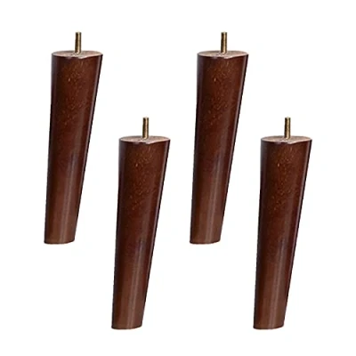Image of zcru004 Oblique Wooden Furniture Legs,Solid Wood Tapered M8 Replacement Feet,for Sofa Couch TV Cabinet Dining Table Chair Walnut Color 4 Pieces (25cm)