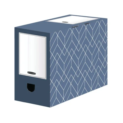 Image of BANKERS Box 5 Décor 150mm Transfer Files Cardboard Boxes for Folders Paperwork W9.5 x H24.4 D33.3cm Pack of Urban Slate Blue