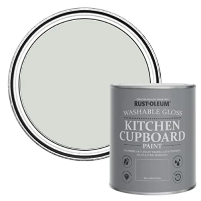 Image of Rust Oleum Grey Kitchen Cupboard Paint in Gloss Finish Winter 750ml