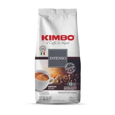 Image of Kimbo Coffee, Espresso Intenso, Whole Coffee Beans, Medium Roast, 12/13, Italian 1 x 250g