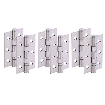 Image of HANDLEZONE® Door Hinges 3 Pairs 76mm / inch Ball Bearing, with Screws Satin Stainless Steel