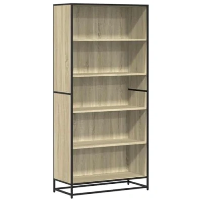 Image of vidaXL book cabinet 3 shelves sonoma oak 80x35x107.5 cm engineered wood bookcase for office/bedroom/living room
